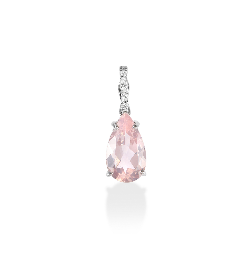 Pingente Gota  Quartzo Rosa